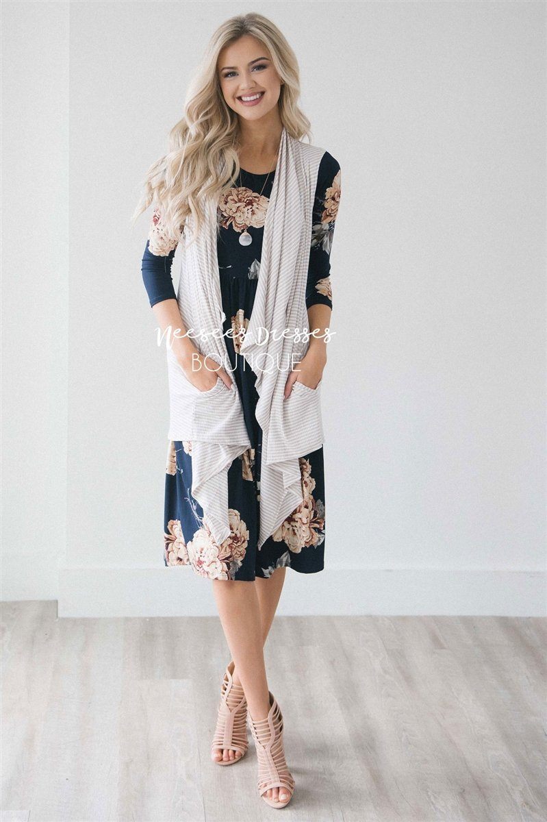 Striped Pocket Vest Tops vendor-unknown 