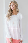 White Double Ruffle Sleeve Blouse Tops vendor-unknown