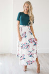 The Kayla Modest Dresses vendor-unknown Emerald/Ivory Floral S