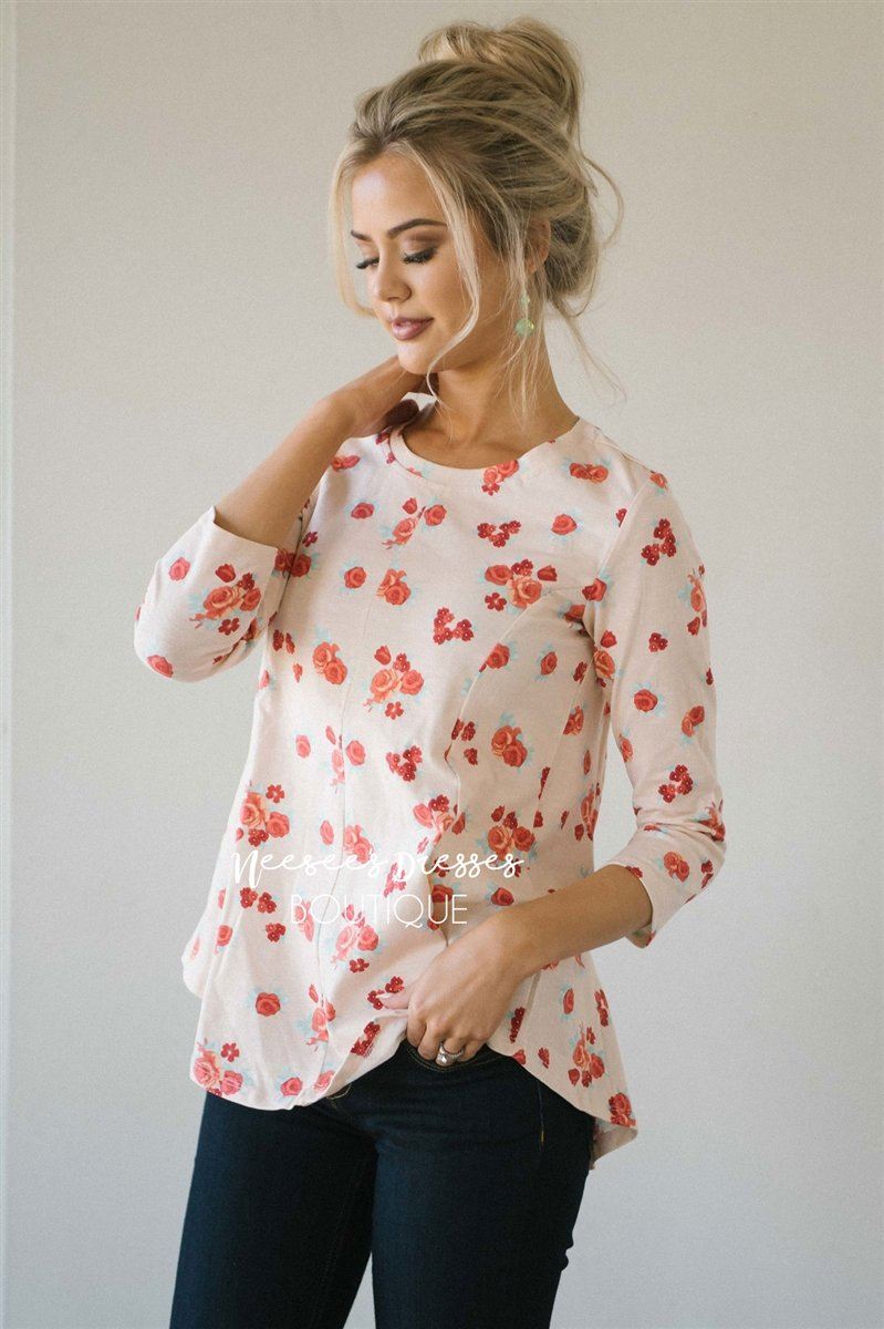 Light Up Pink Floral Top Tops vendor-unknown Light Pink XS 