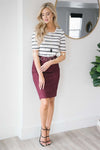 Lovely Wine Lace Pencil Skirt Skirts vendor-unknown Wine XS