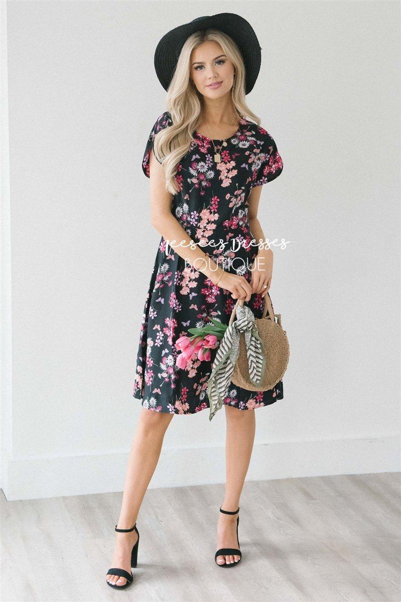 The Coraline Modest Dresses vendor-unknown XS Black Floral 