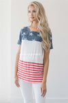 Color Block American Flag Top Tops vendor-unknown S Navy & White Stars