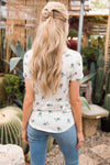 Front Knot Cactus Print Top Tops vendor-unknown