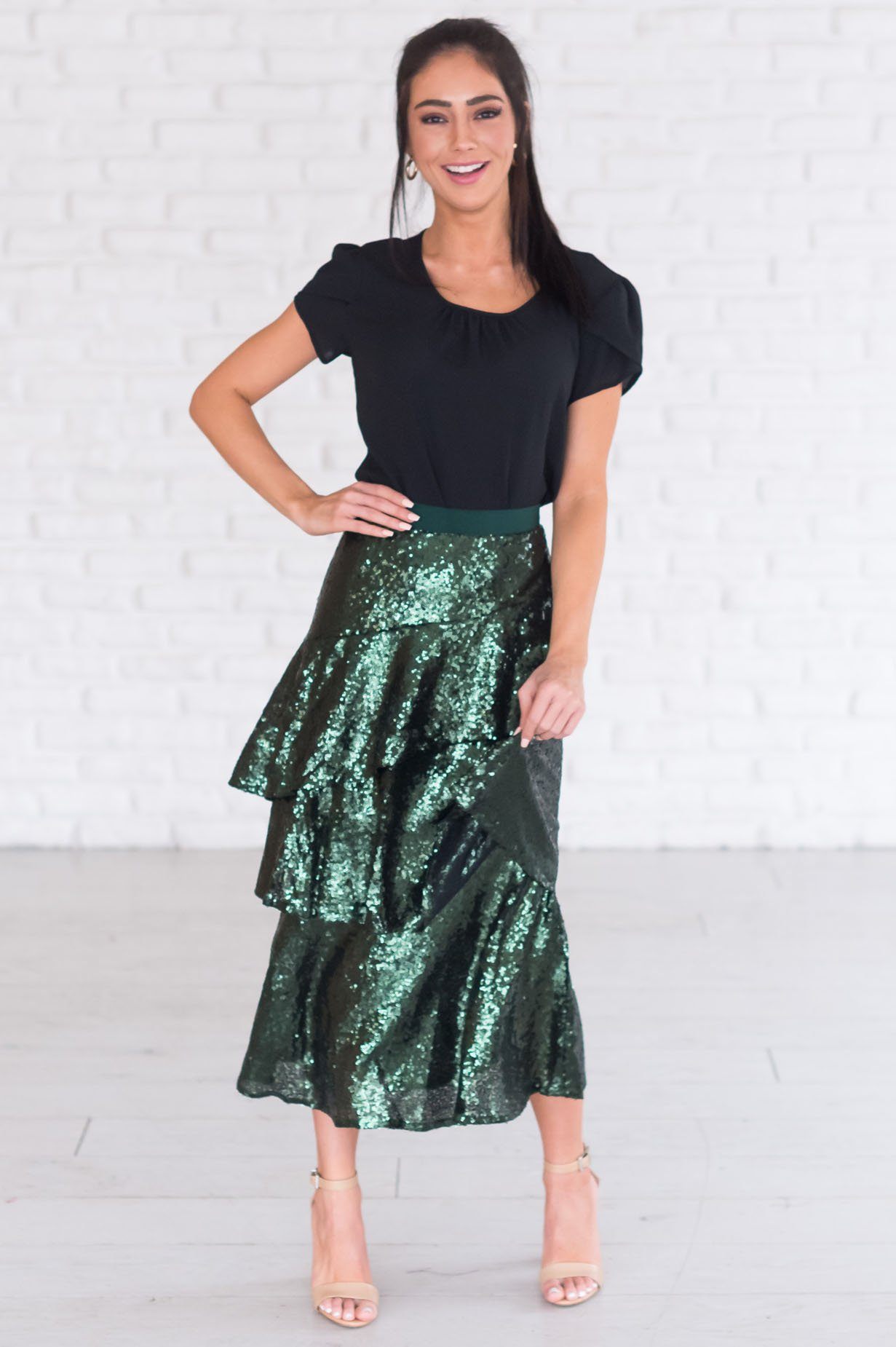 Caught My Eye Modest Sequin Skirt Modest Dresses vendor-unknown 