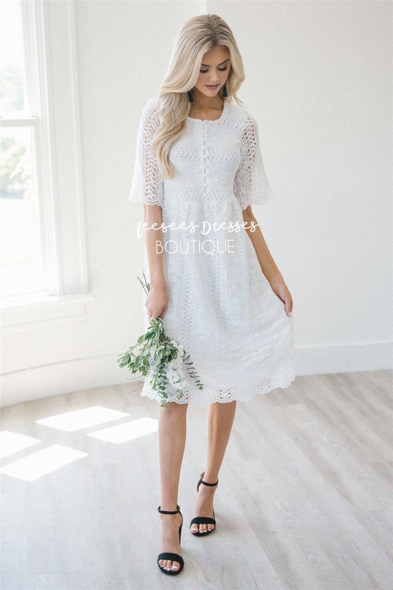Love At First Sight- Nursing Friendly Modest Dresses vendor-unknown S White 