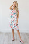 The Heather Modest Dresses vendor-unknown Ivory Teal & Coral Floral XS 