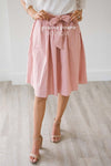 Chambray Tie Waist Skirt Skirts vendor-unknown Dusty Pink XS