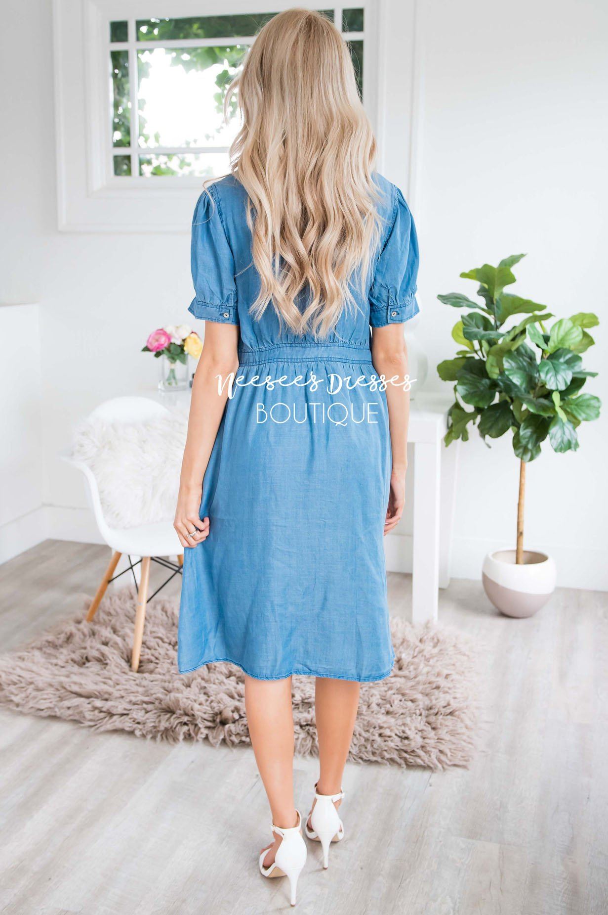 The Savannah Denim Dress Modest Dresses vendor-unknown 