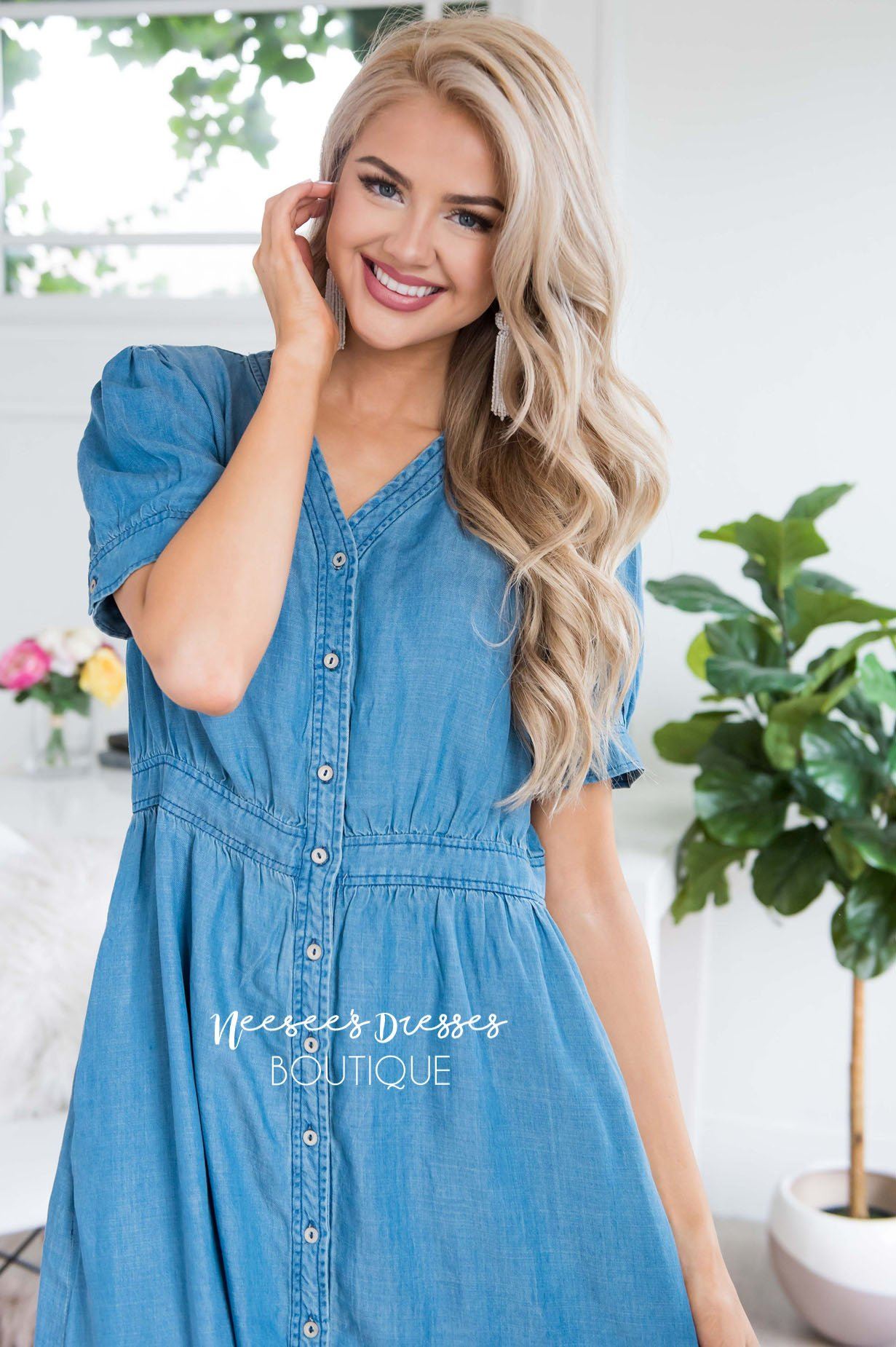 The Savannah Denim Dress Modest Dresses vendor-unknown 