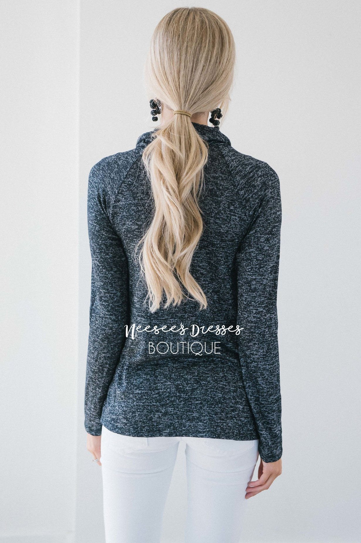 Charming Cowl Neck Button Sweater Tops vendor-unknown 