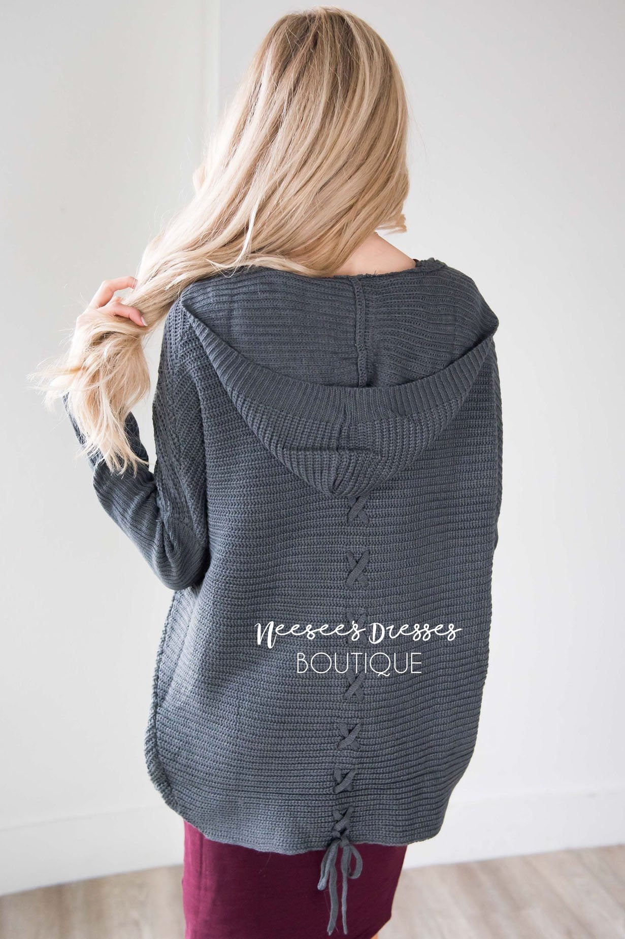 Lace Me Up Chunky Knit Cardigan Tops vendor-unknown 