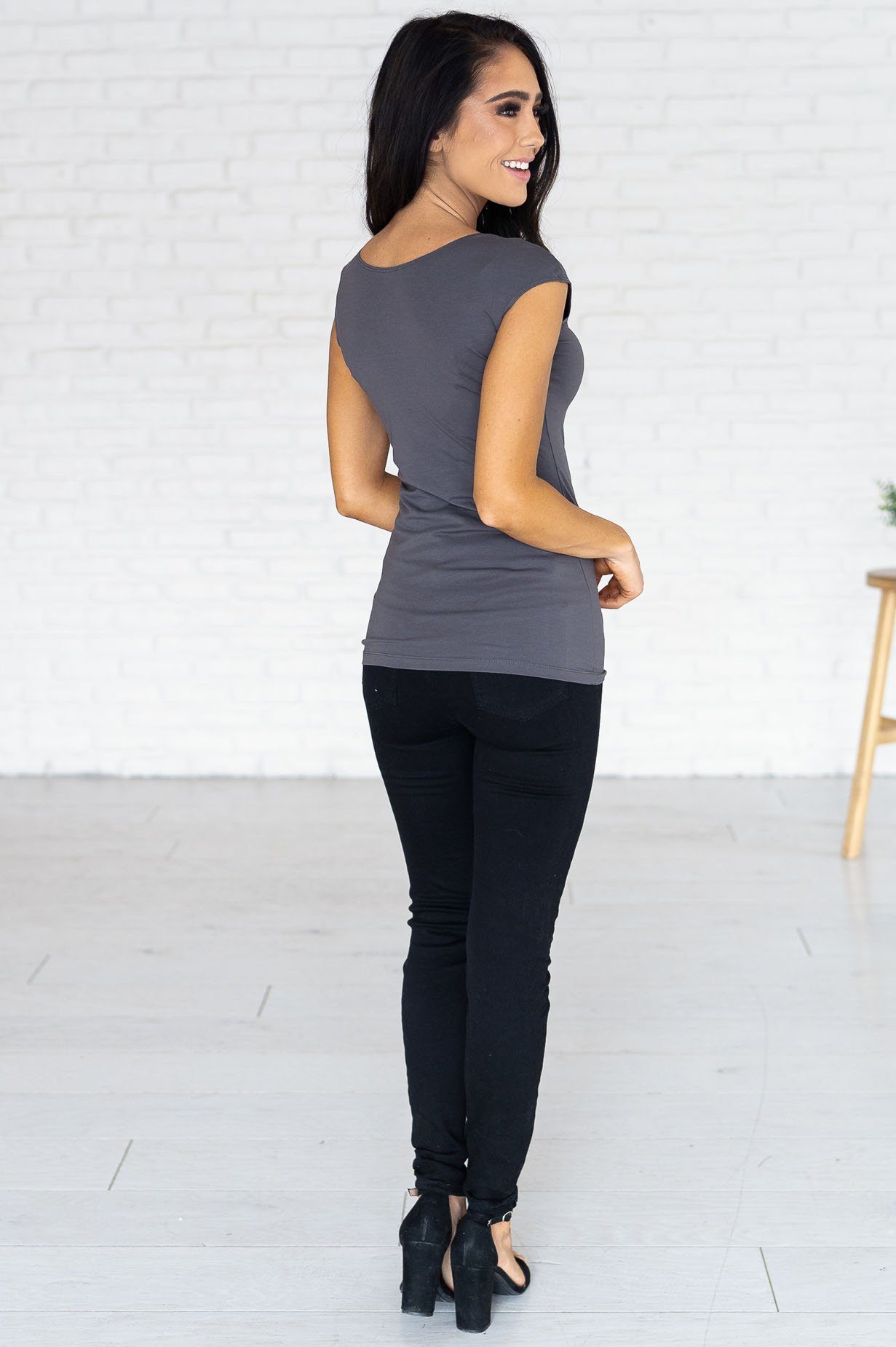 Cap Sleeve Modest Layering Tee Tops vendor-unknown 