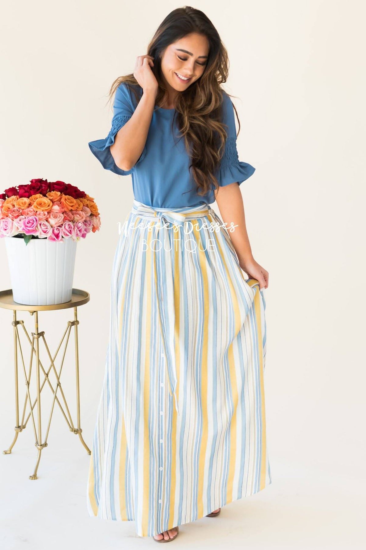 Striped Maxi Modest Skirt | Cute Modest Dresses - NeeSee's Dresses