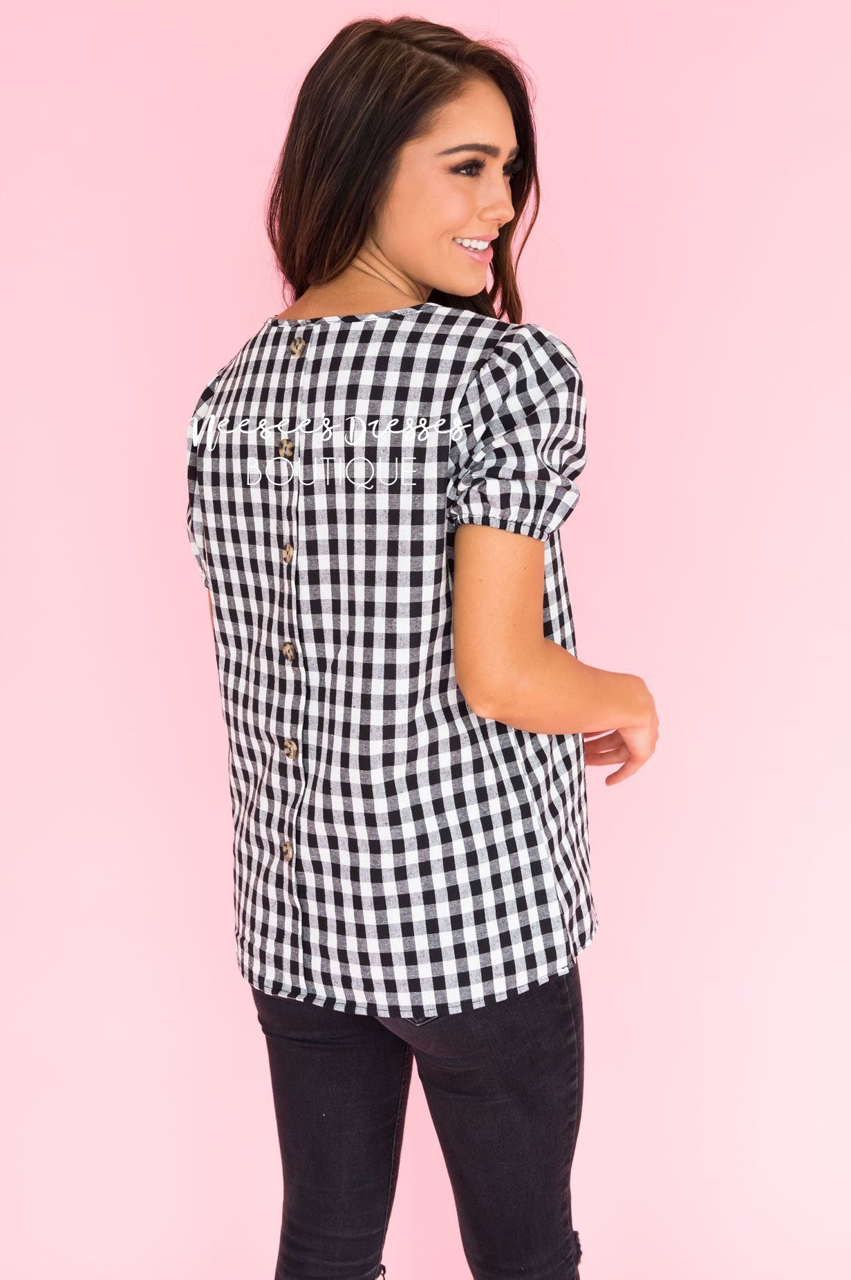 All About Gingham Modest Blouse Tops vendor-unknown 