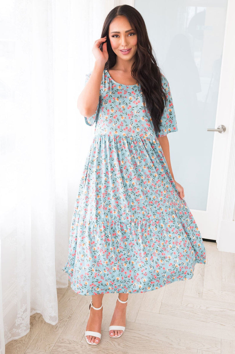 The Adriel Modest Floral Dress - NeeSee's Dresses