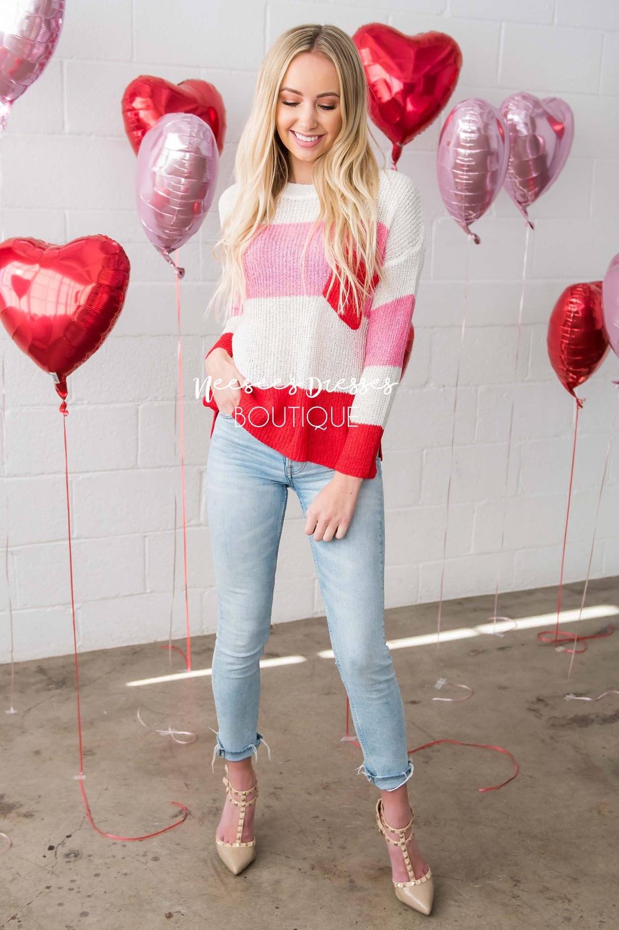 Be Mine Colorblock Pocket Sweater Tops vendor-unknown 