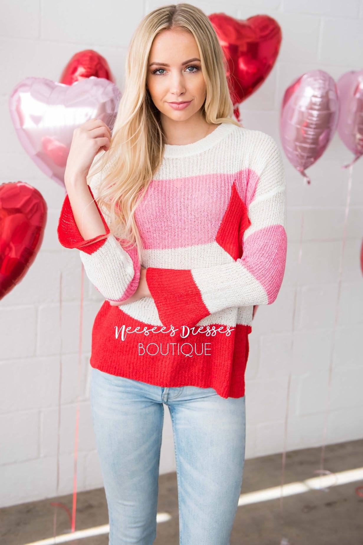 Be Mine Colorblock Pocket Sweater Tops vendor-unknown 