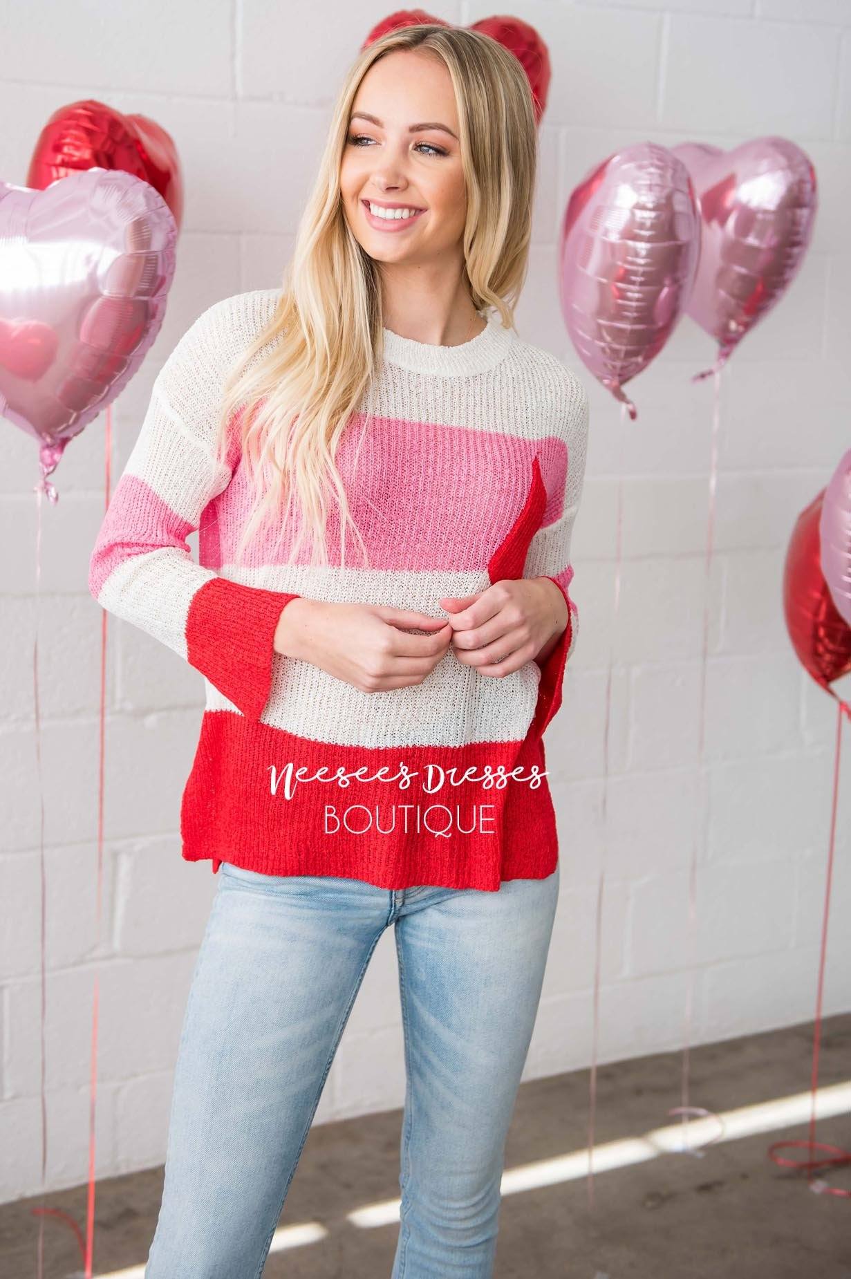 Be Mine Colorblock Pocket Sweater Tops vendor-unknown 