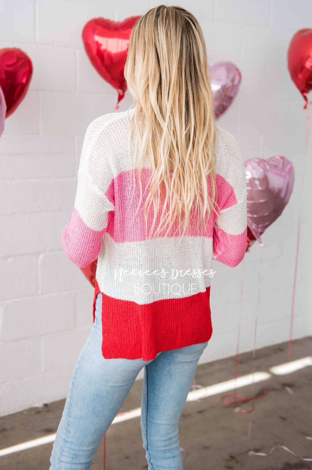 Be Mine Colorblock Pocket Sweater Tops vendor-unknown 