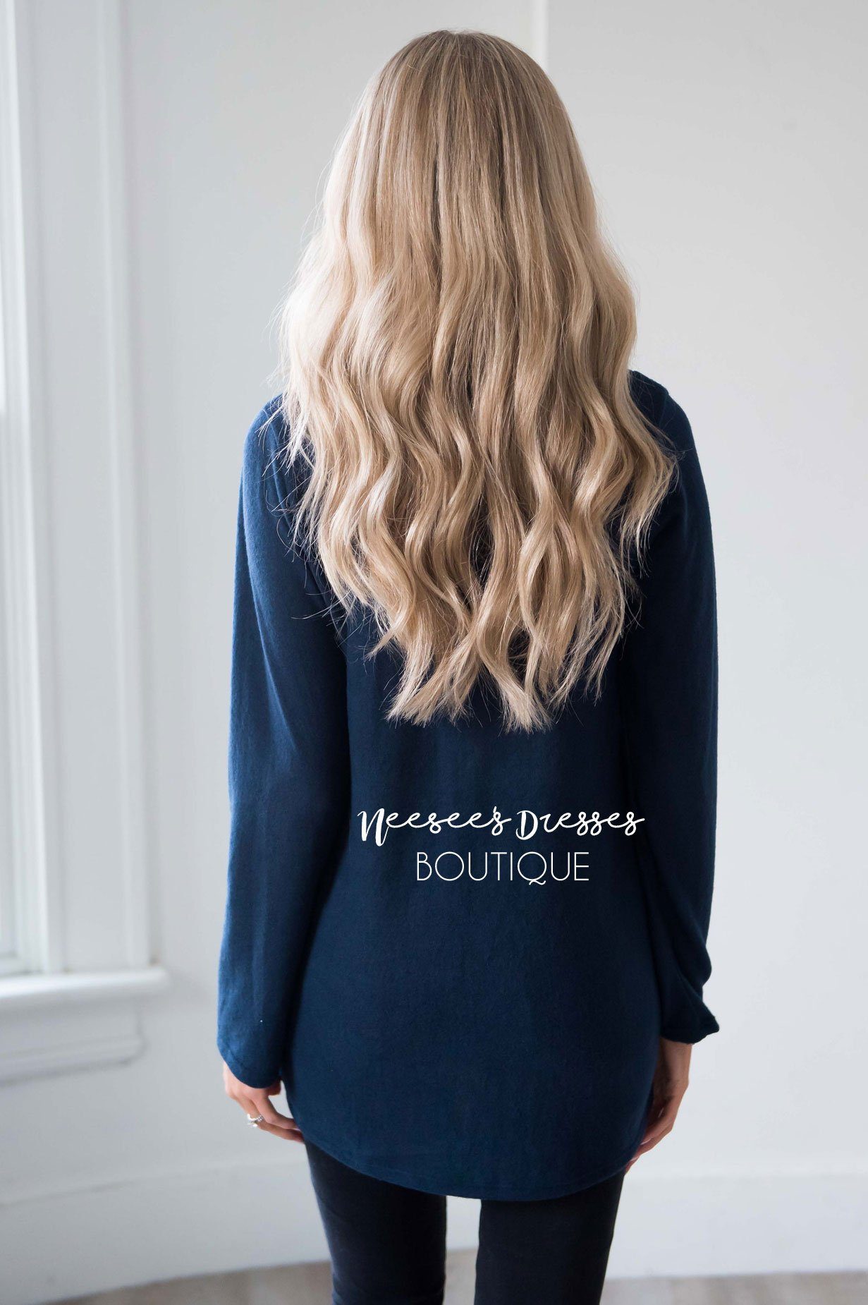 Button Detail Cowl Neck Tunic Tops vendor-unknown 