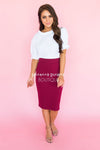 Perfect Fit Cranberry Pencil Skirt Skirts vendor-unknown