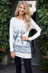 Reindeer Elbow Patch Tunic Tops vendor-unknown