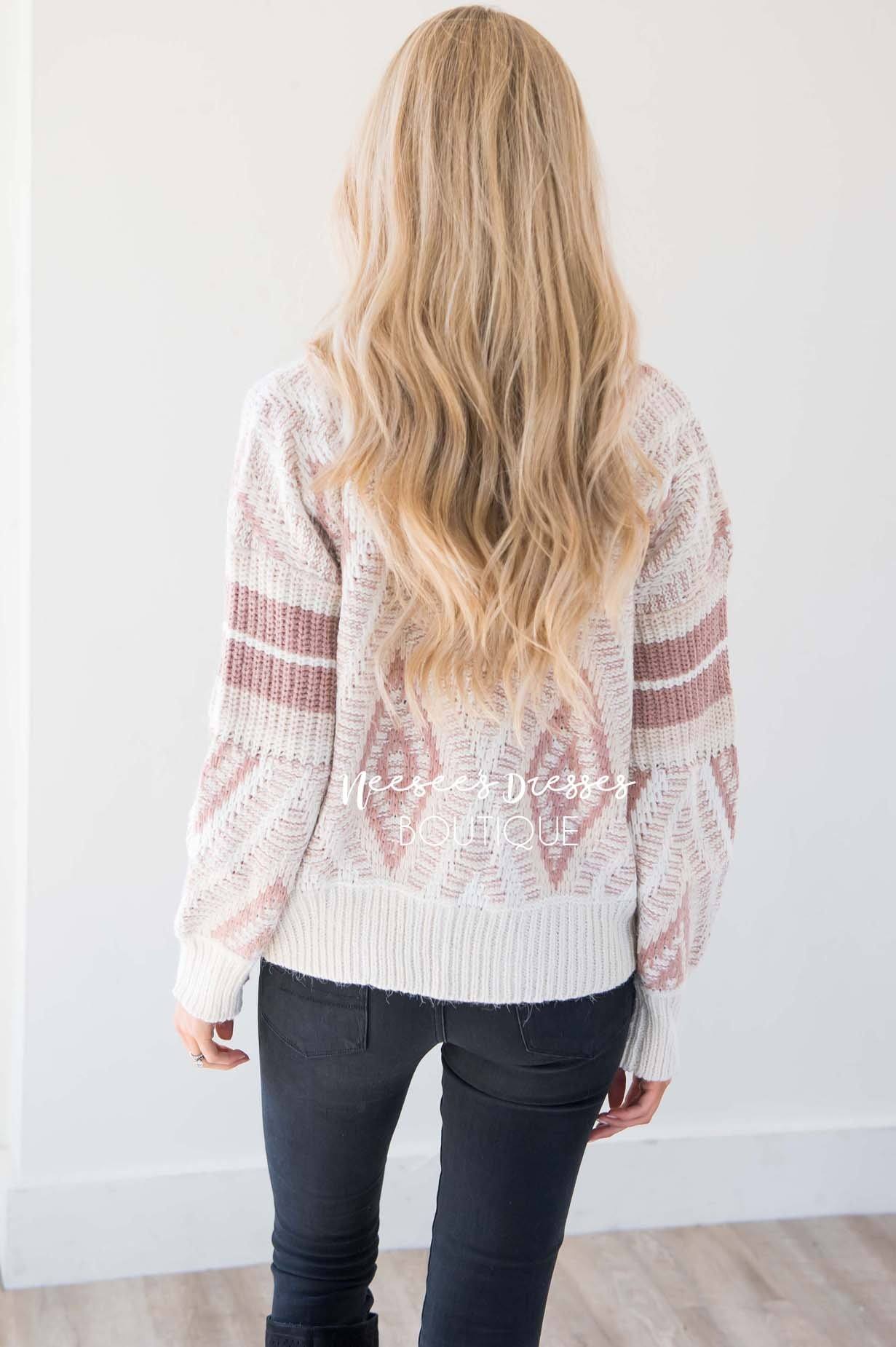 Keep Me Cozy Diamond Knit Sweater Tops vendor-unknown 