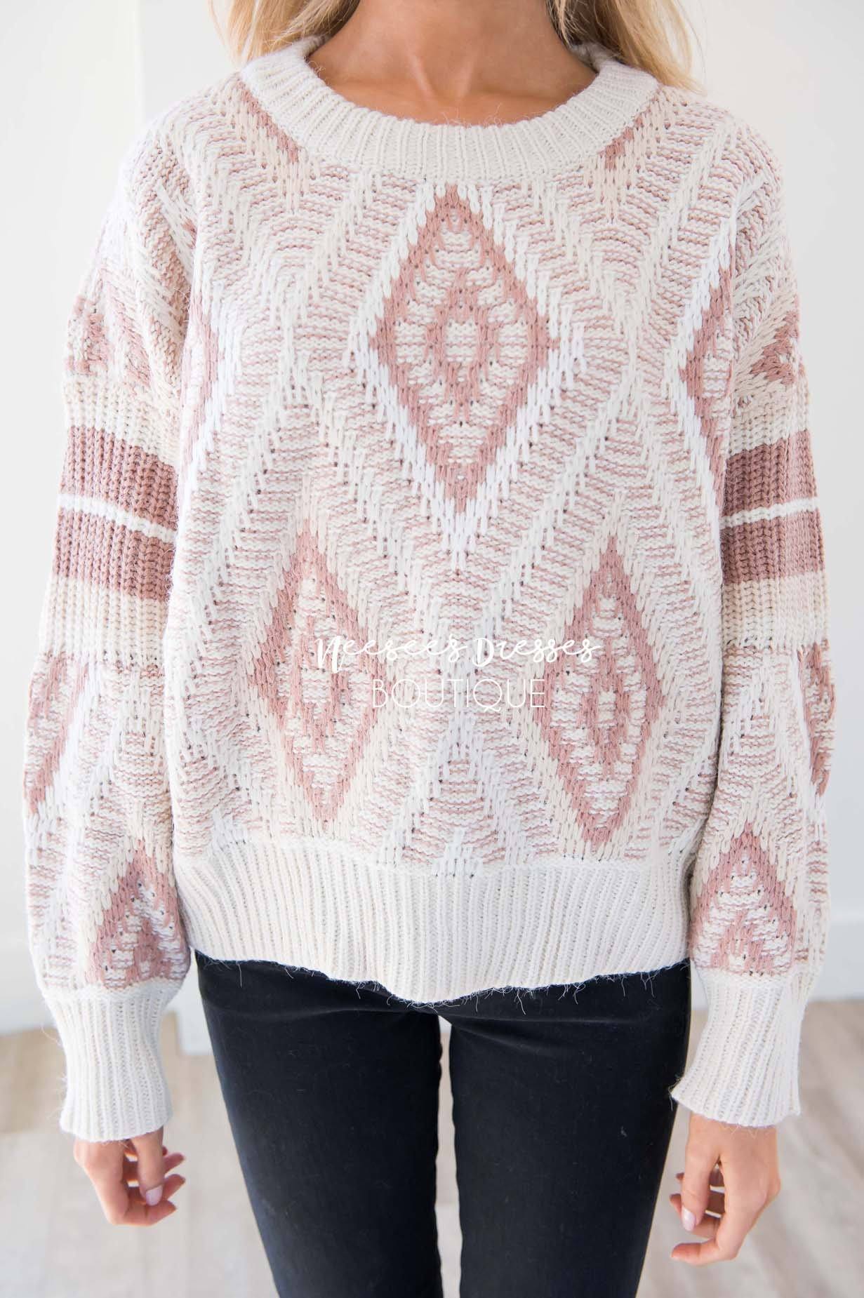 Keep Me Cozy Diamond Knit Sweater Tops vendor-unknown 