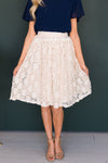 Cream Textured Aline Skirt Skirts vendor-unknown