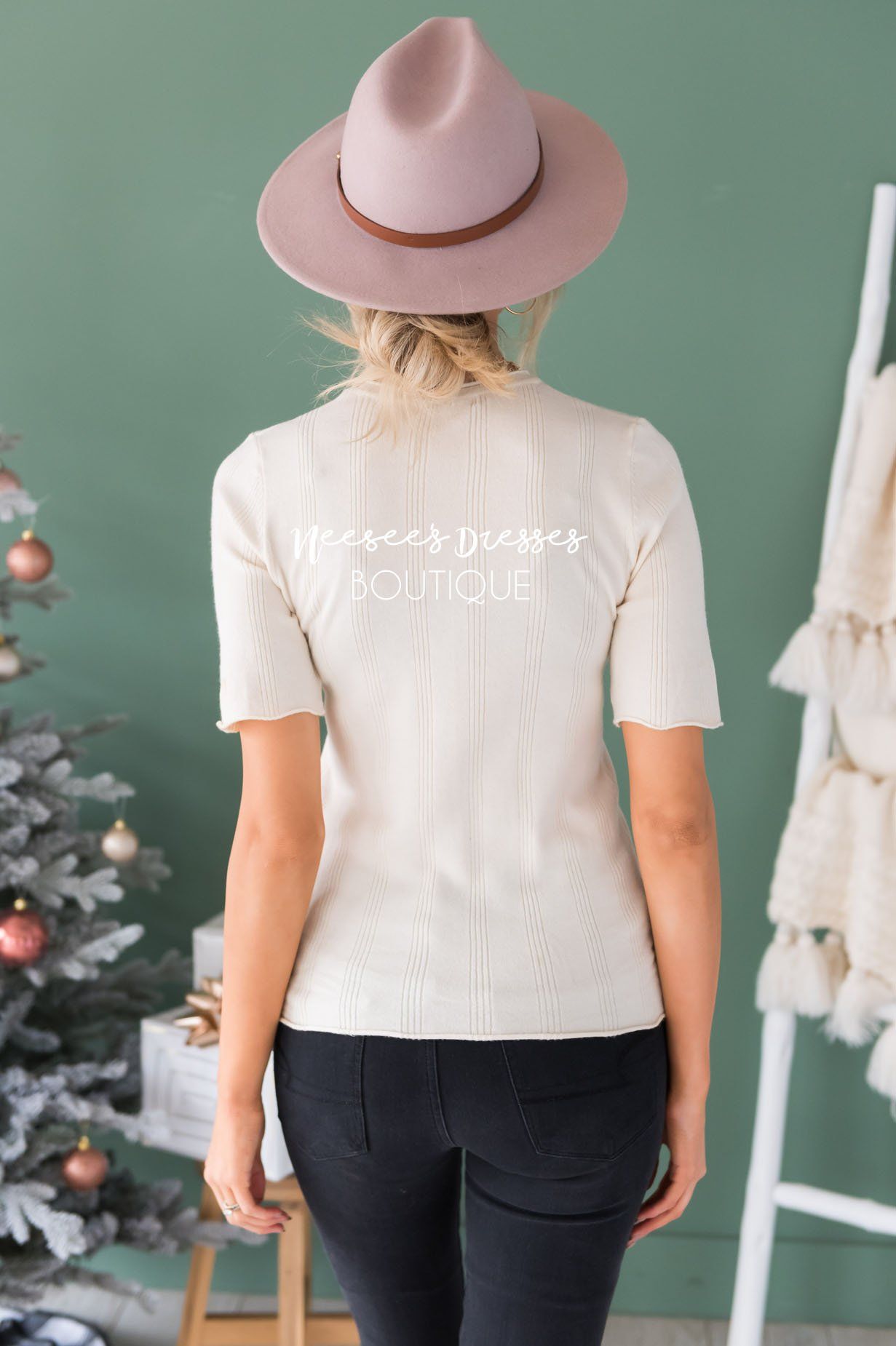 Cream & Sugar Ribbed Sweater Modest Dresses vendor-unknown 