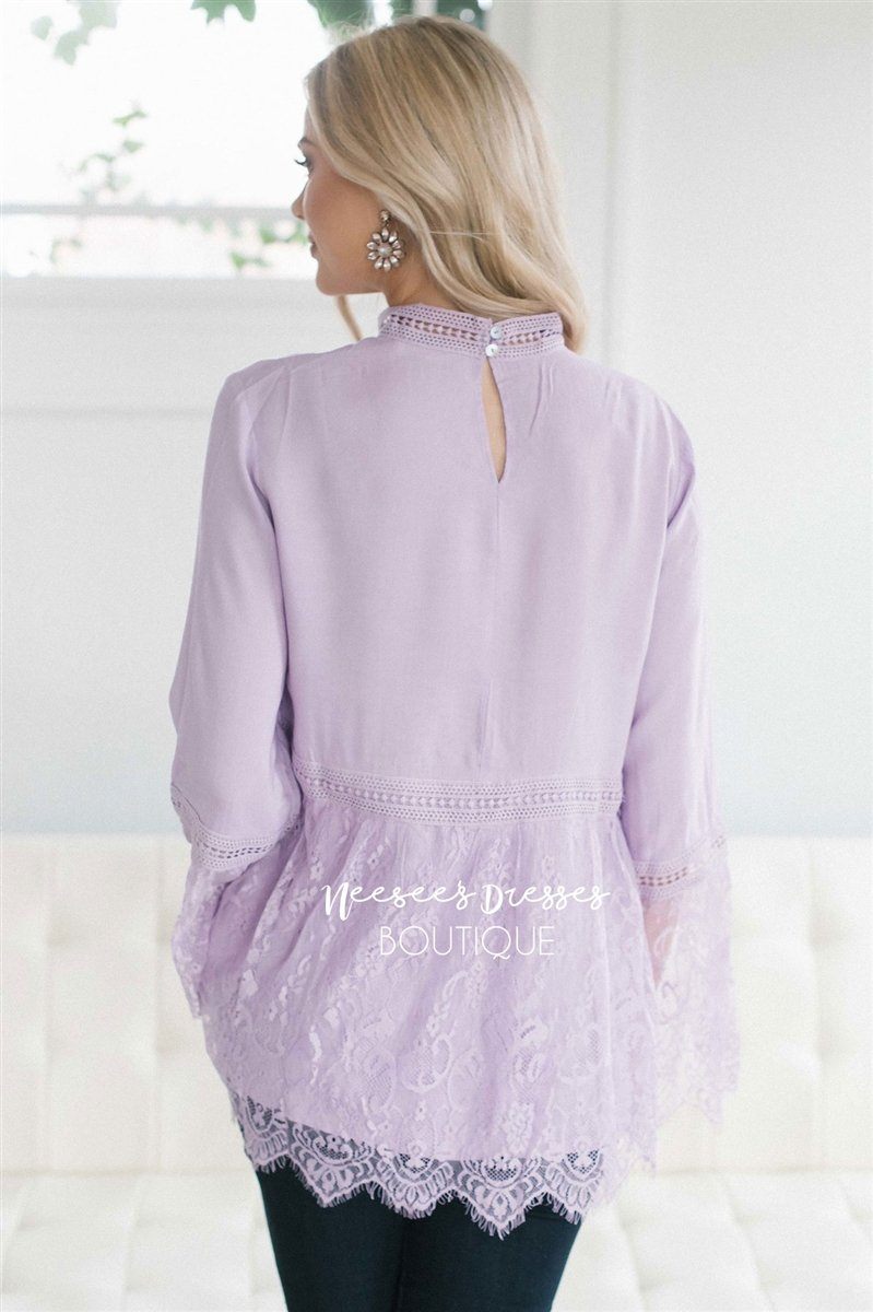 Lavender Full Of Lace Blouse Tops vendor-unknown 