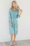 Day Dreamer Lace Dress in Dusty Teal Modest Dresses vendor-unknown Small/Medium Dusty Teal