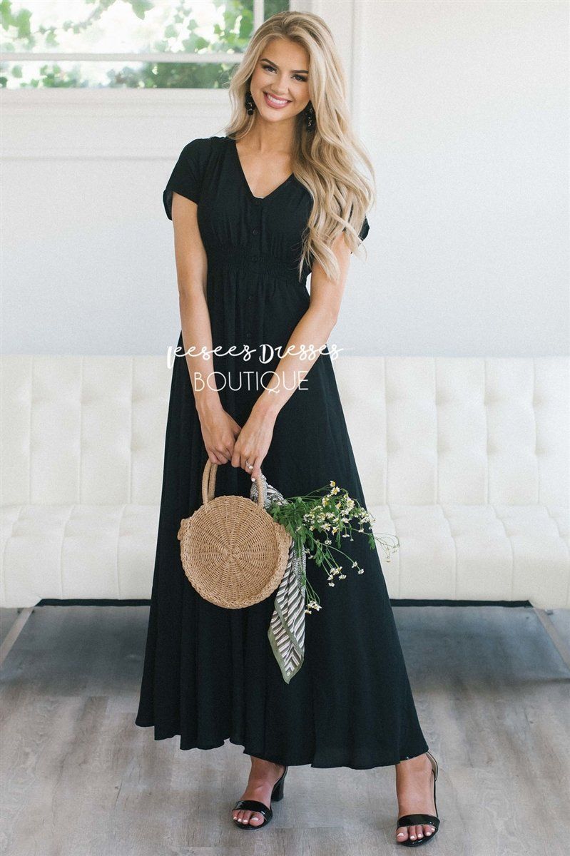 The Stephanie Modest Dresses vendor-unknown Black S 