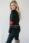 Heart Elbow Patch Sweater Tops vendor-unknown Black S