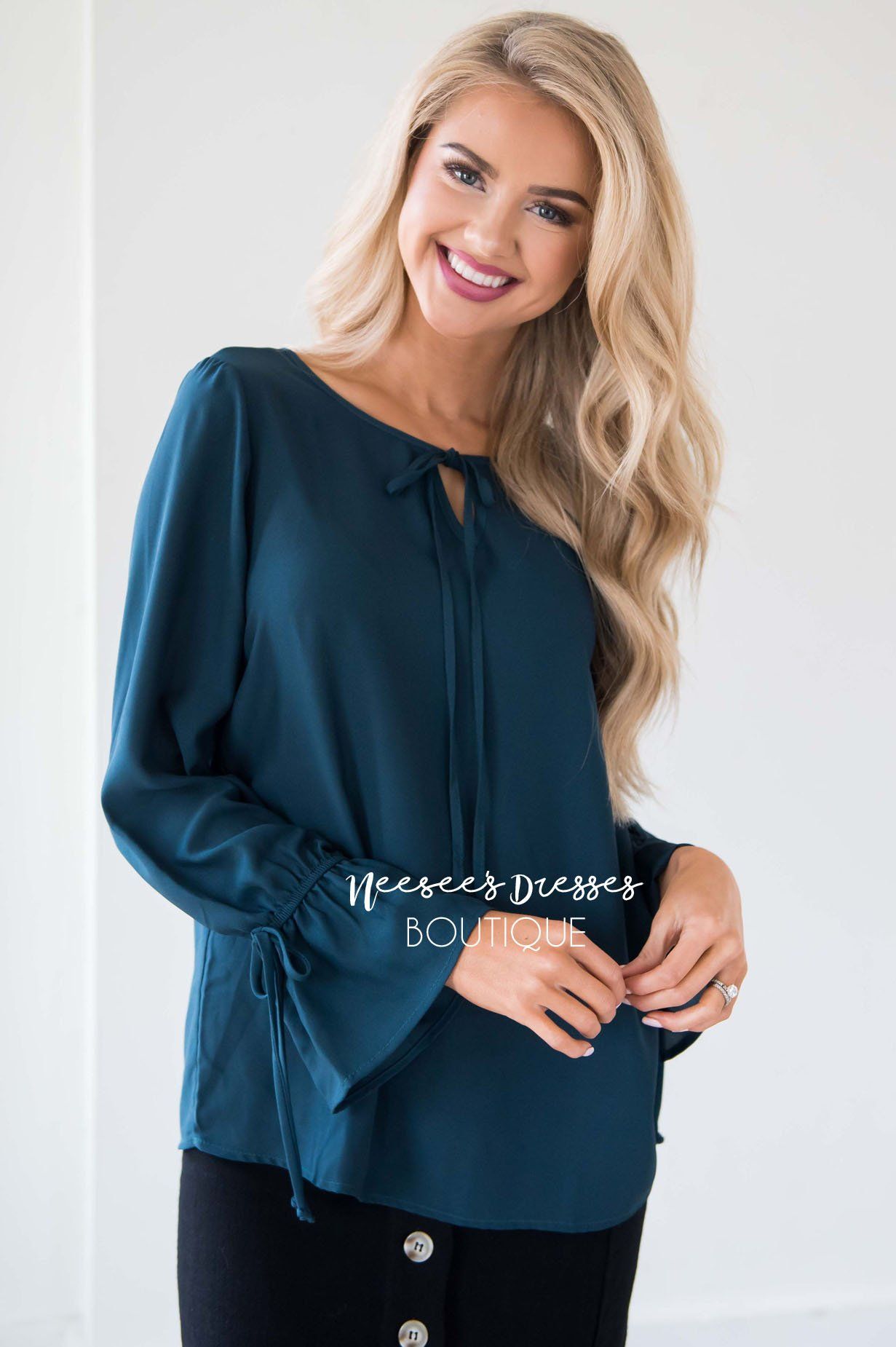 Weekends In Love Tie Sleeve Blouse Tops vendor-unknown 