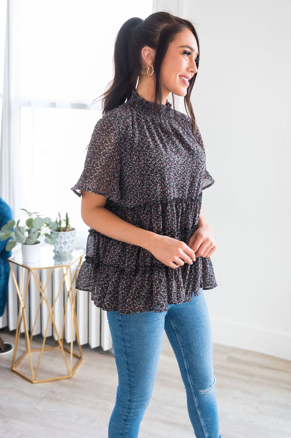 Happy Twirls Modest Tiered Blouse Modest Dresses vendor-unknown 