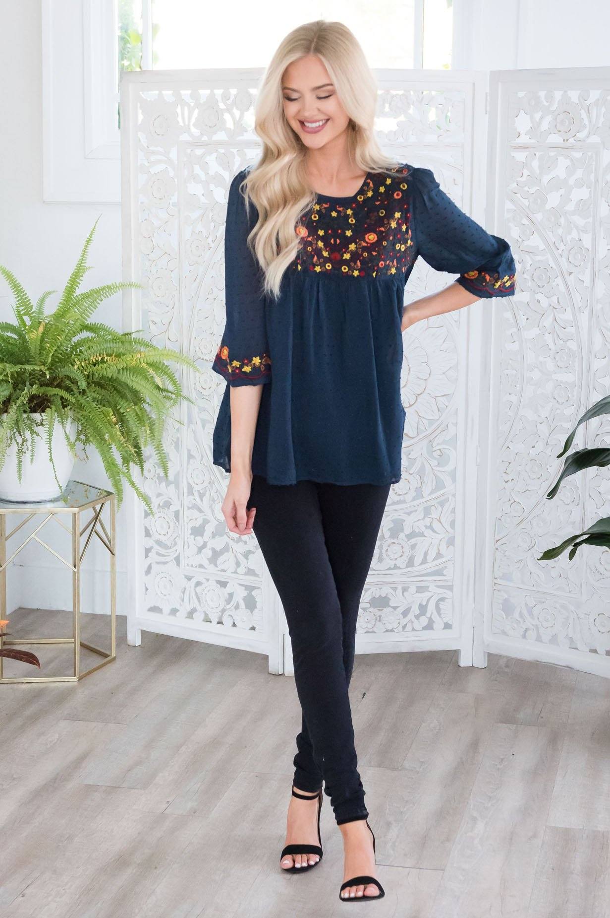 While In Paris Modest Blouse Tops vendor-unknown 