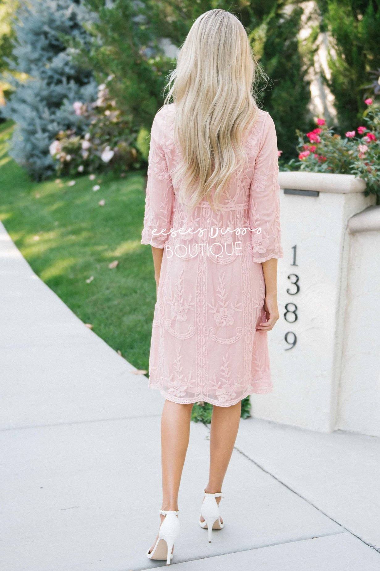 Day Dreamer Lace Dress in Dusty Mauve Modest Dresses vendor-unknown 