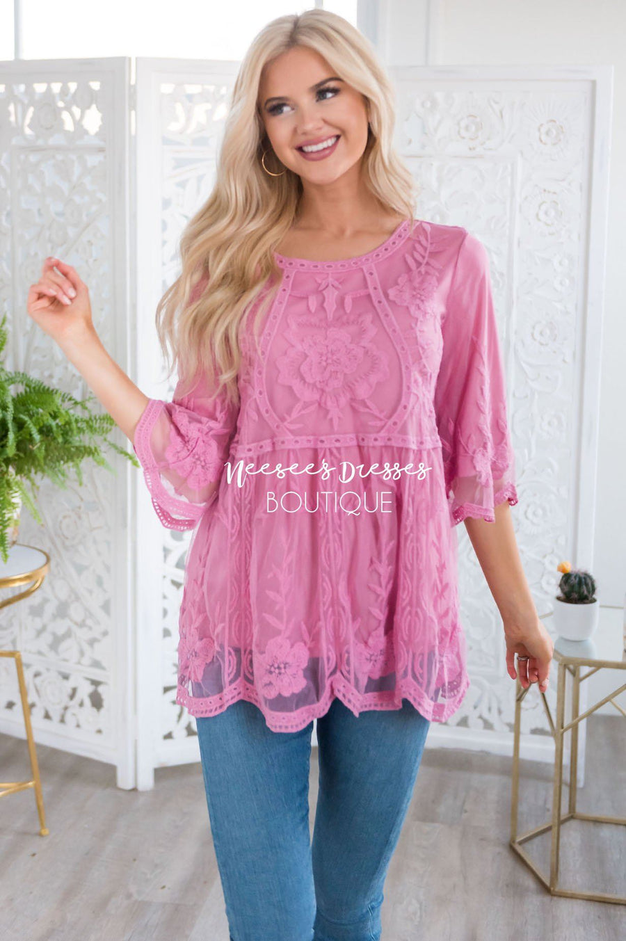Day Dreamer Lace Blouse Tops vendor-unknown 