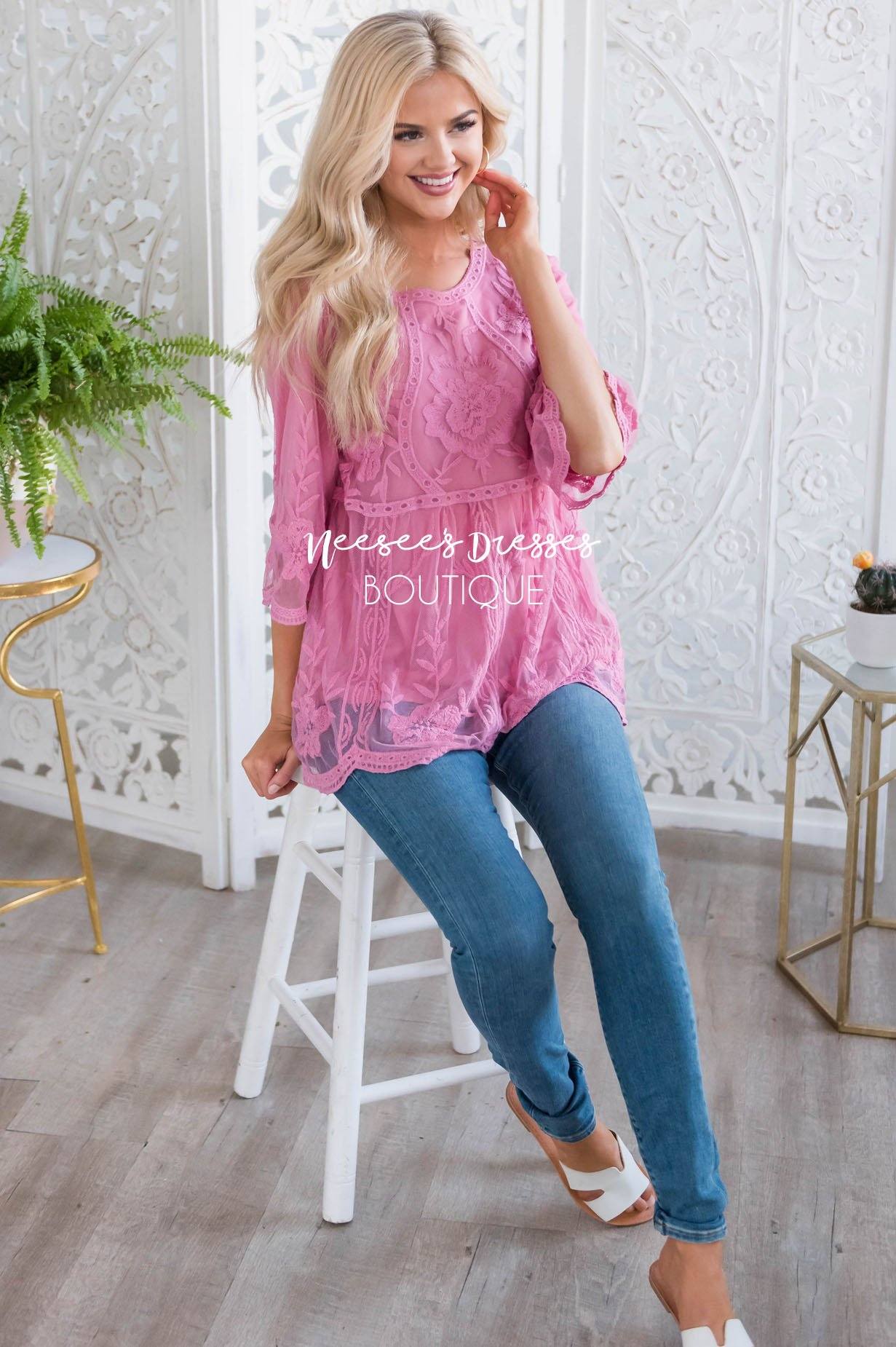 Day Dreamer Lace Blouse Tops vendor-unknown 
