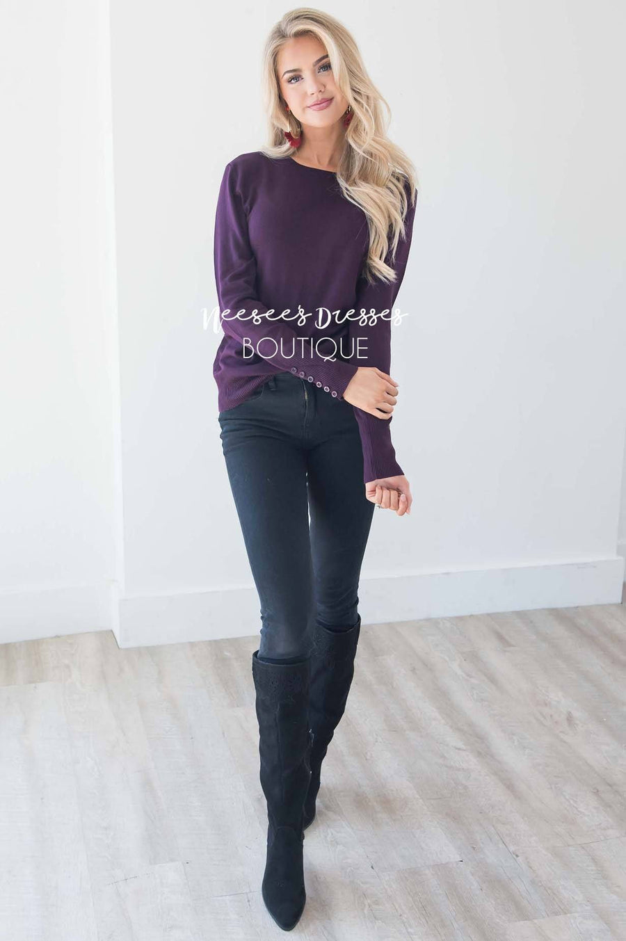 In Love with Fall Button Sleeve Sweater Tops vendor-unknown 