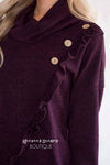 Cowl Neck Ruffle Front Sweater Tops vendor-unknown