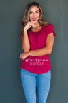 Deep Red Chiffon Top Tops vendor-unknown