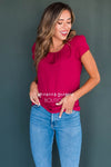 Deep Red Chiffon Top Tops vendor-unknown