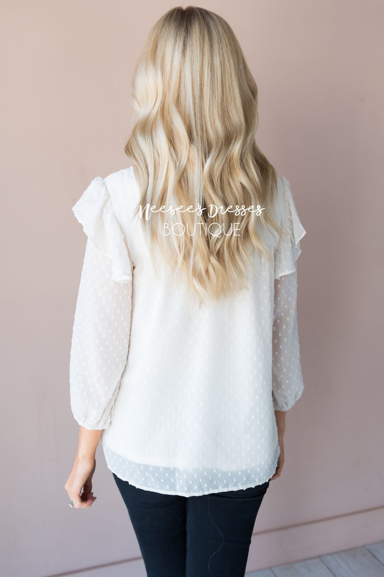 Delicate Swiss Dot Modest Blouse Tops vendor-unknown 