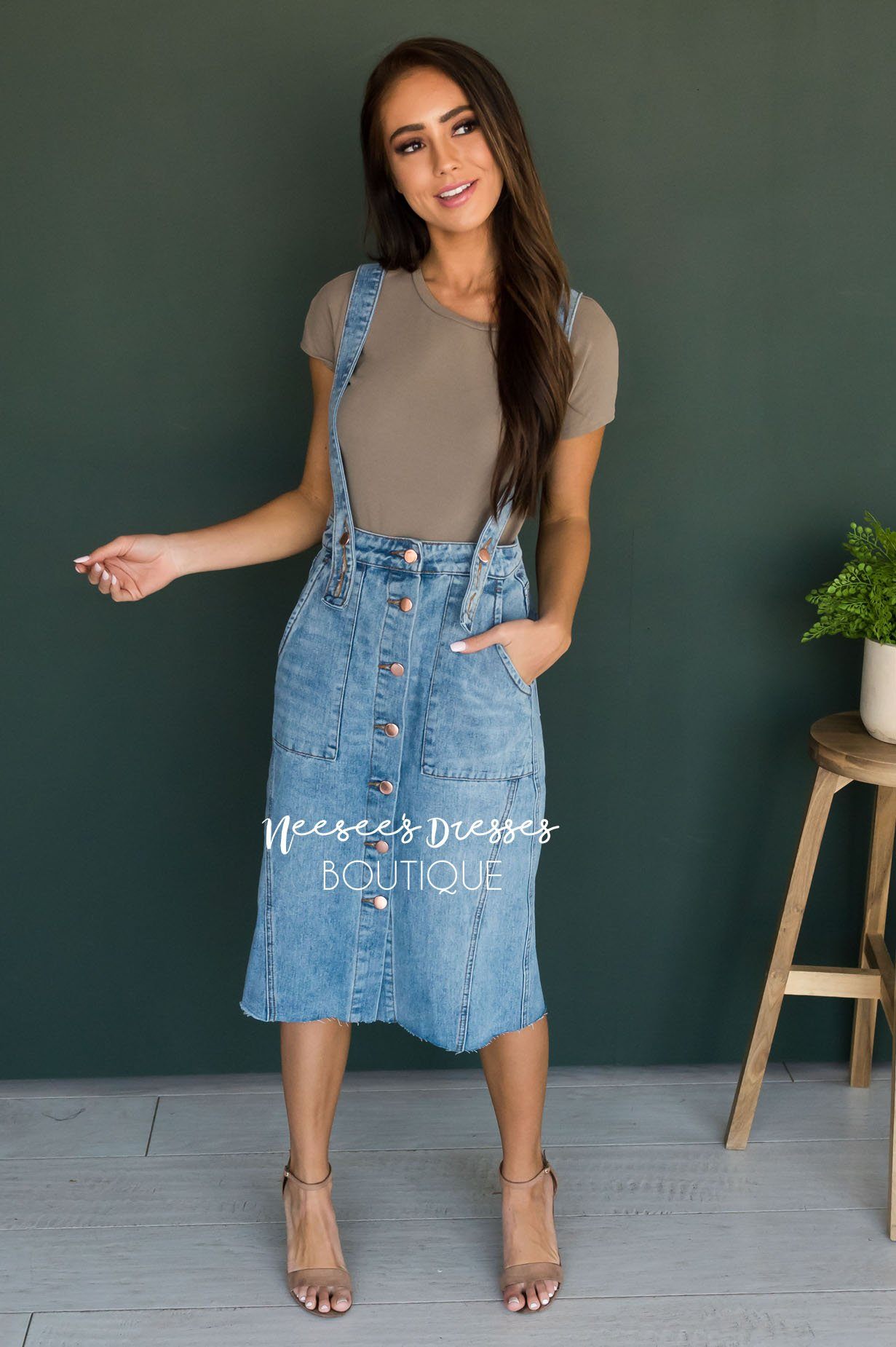 The Haydn Denim Overall Dress Modest Dresses vendor-unknown 