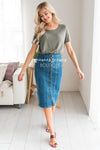 Button Front Modest Denim Skirt Skirts vendor-unknown