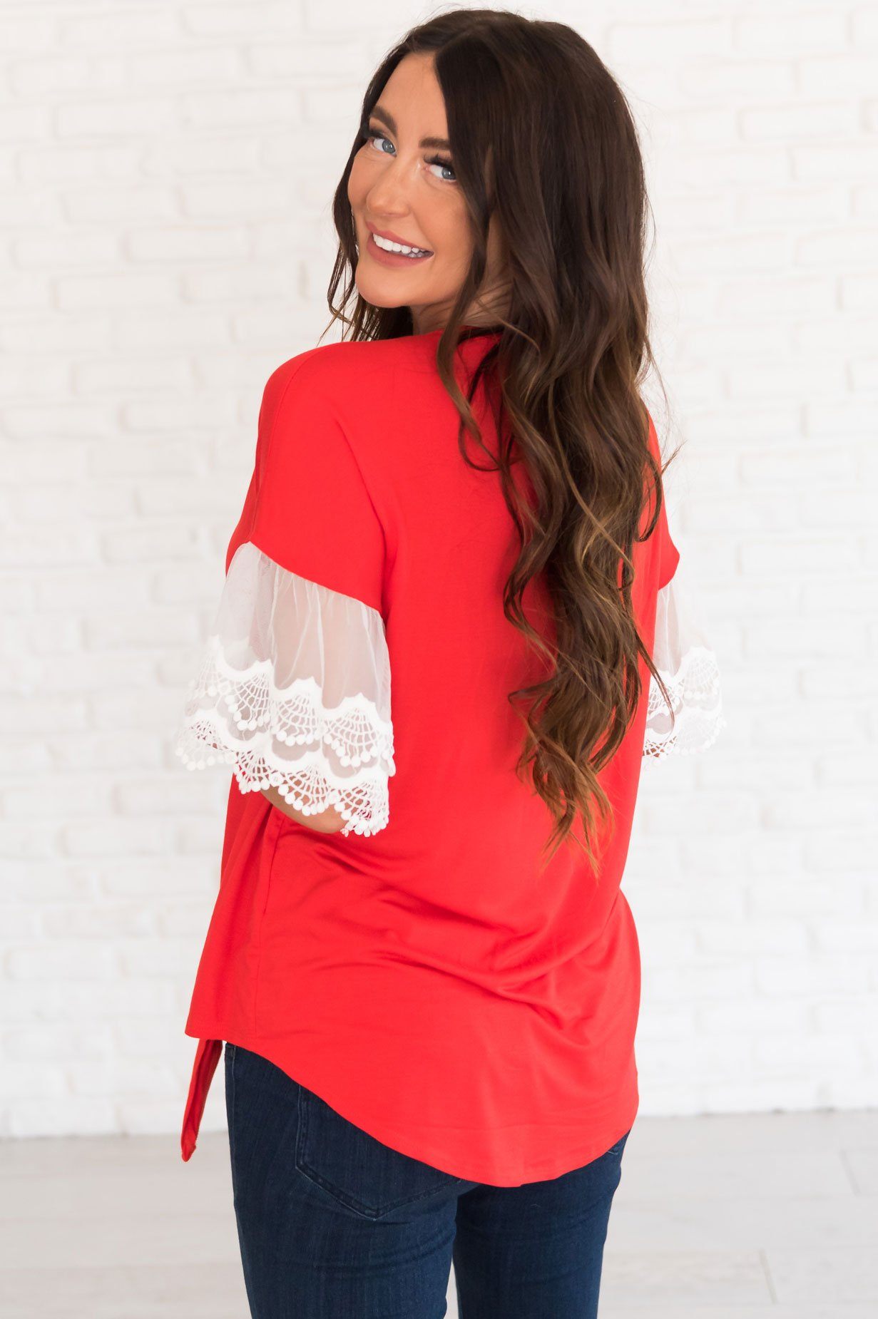 Designed Destiny Lace Modest Blouse Tops vendor-unknown 
