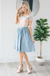 Chambray Tie Waist Skirt Skirts vendor-unknown XS Chambray Blue